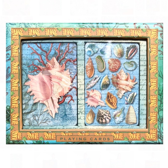 Punch Studio Sea Shells Playing Cards in Slider Box (2 coordinating Decks) - Picture 1 of 4